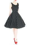 ‘Let’s Do The Polka’ Flare Midi Dress - Black