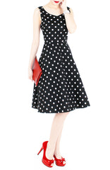 ‘Let’s Do The Polka’ Flare Midi Dress - Black