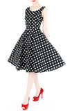‘Let’s Do The Polka’ Flare Midi Dress - Black