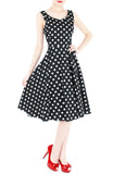 ‘Let’s Do The Polka’ Flare Midi Dress - Black
