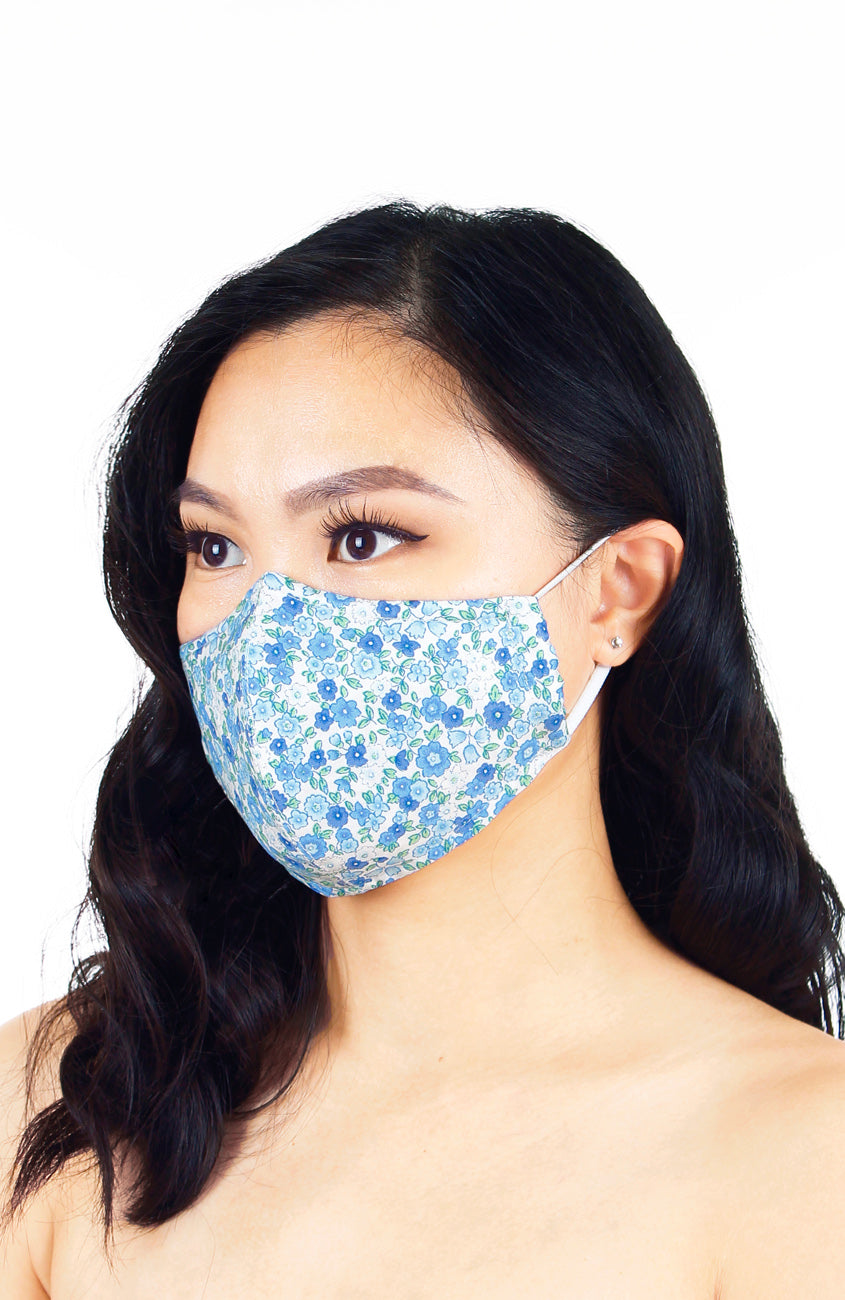 Little Porcelain Blue Blossoms Pure Cotton Face Mask