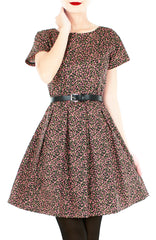 Little Sakura Blooms Flare Dress with Short Sleeves