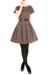 Little Sakura Blooms Flare Dress with Short Sleeves