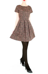 Little Sakura Blooms Flare Dress with Short Sleeves