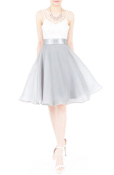 Loveliest Ballet Organza Flare Skirt - Light Silver