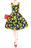 Lucky Lulu Lemon Flare Midi Dress - Midnight Blue