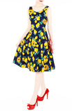 Lucky Lulu Lemon Flare Midi Dress - Midnight Blue