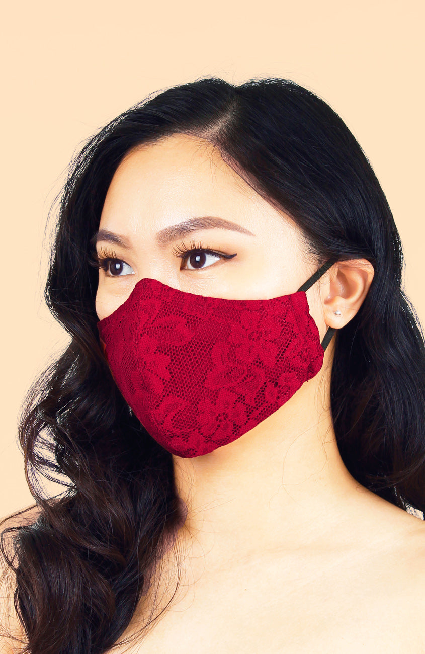 MASQUERADE Luxe Lace Mask - Romantic Ruby