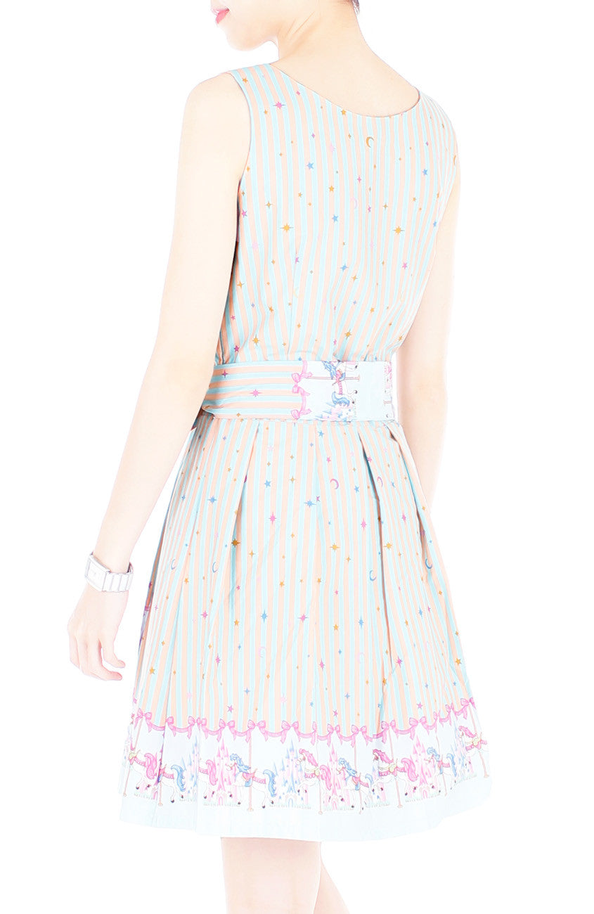 Magical Christmas Carousel Wrap Dress with Belt