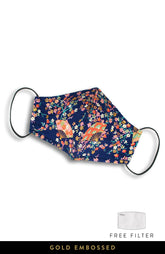 Magnificent Sakura Pure Cotton Face Mask in Symphony Blue