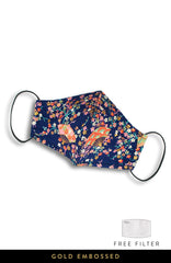 Magnificent Sakura Pure Cotton Face Mask in Symphony Blue