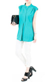 Mandarin Manor Long Blouse - Sea Blue