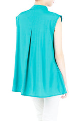 Mandarin Manor Long Blouse - Sea Blue