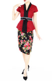 Merlot Rose Mei Kebaya Dress with Obi Belt