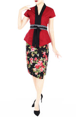 Merlot Rose Mei Kebaya Dress with Obi Belt