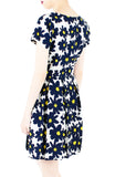Midnight Jazz Rendition Flare Dress with Short Sleeves