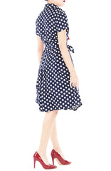 Miss Retro Polka Dots Anna Shirtdress - Navy