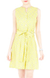 Mod Aztec A-Line Button Down Dress - Yellow