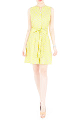 Mod Aztec A-Line Button Down Dress - Yellow