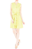 Mod Aztec A-Line Button Down Dress - Yellow