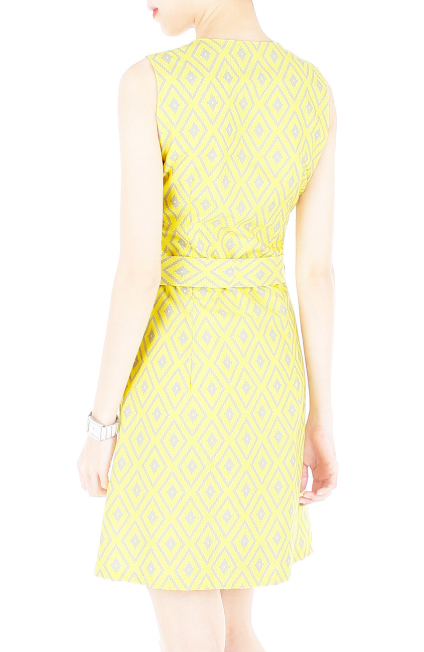 Mod Aztec A-Line Button Down Dress - Yellow