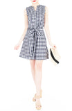 Mod Summer Gingham A-Line Button Down Dress - Black