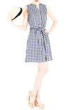 Mod Summer Gingham A-Line Button Down Dress - Black
