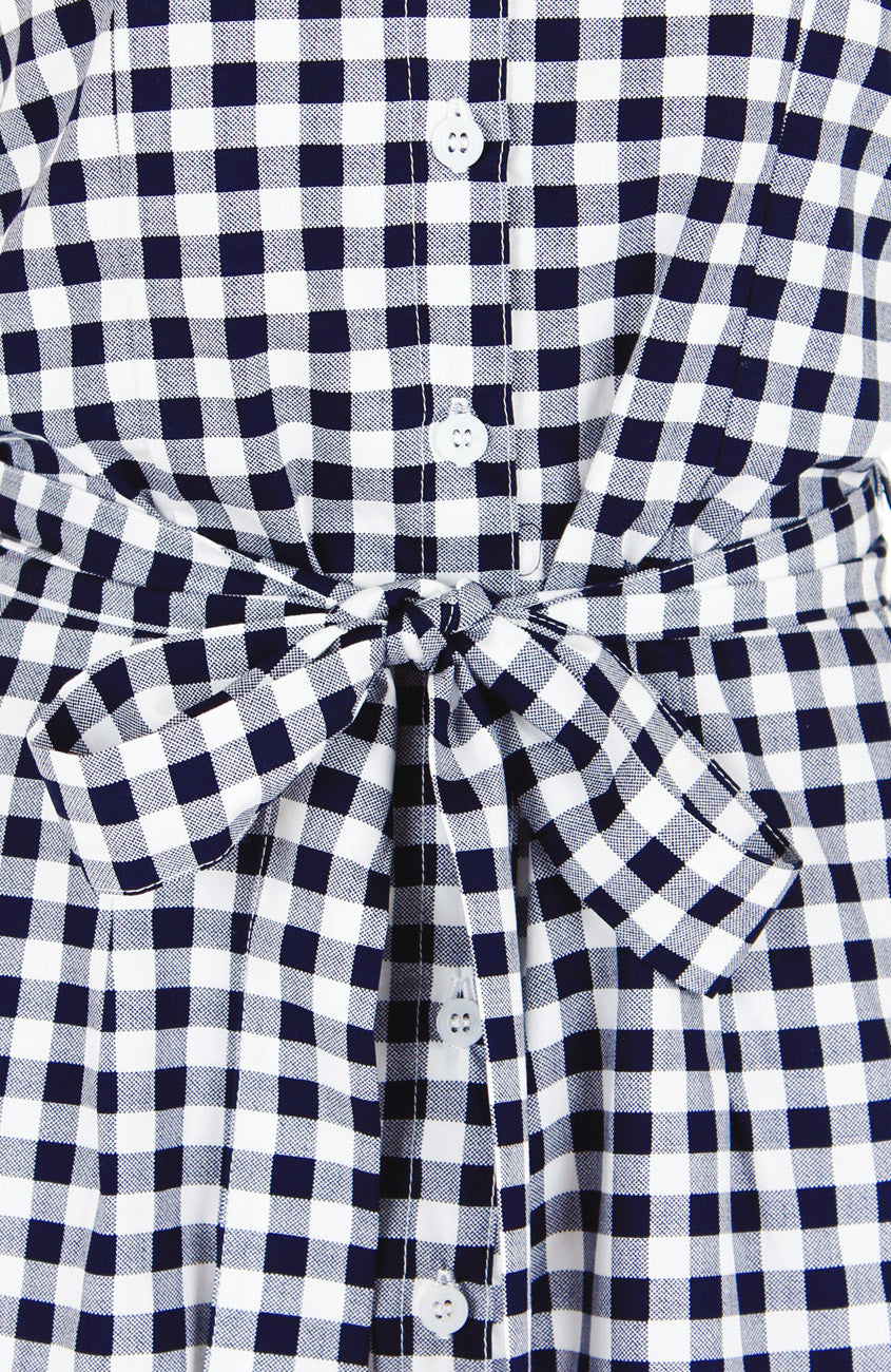 Mod Summer Gingham A-Line Button Down Dress - Black