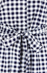 Mod Summer Gingham A-Line Button Down Dress - Black
