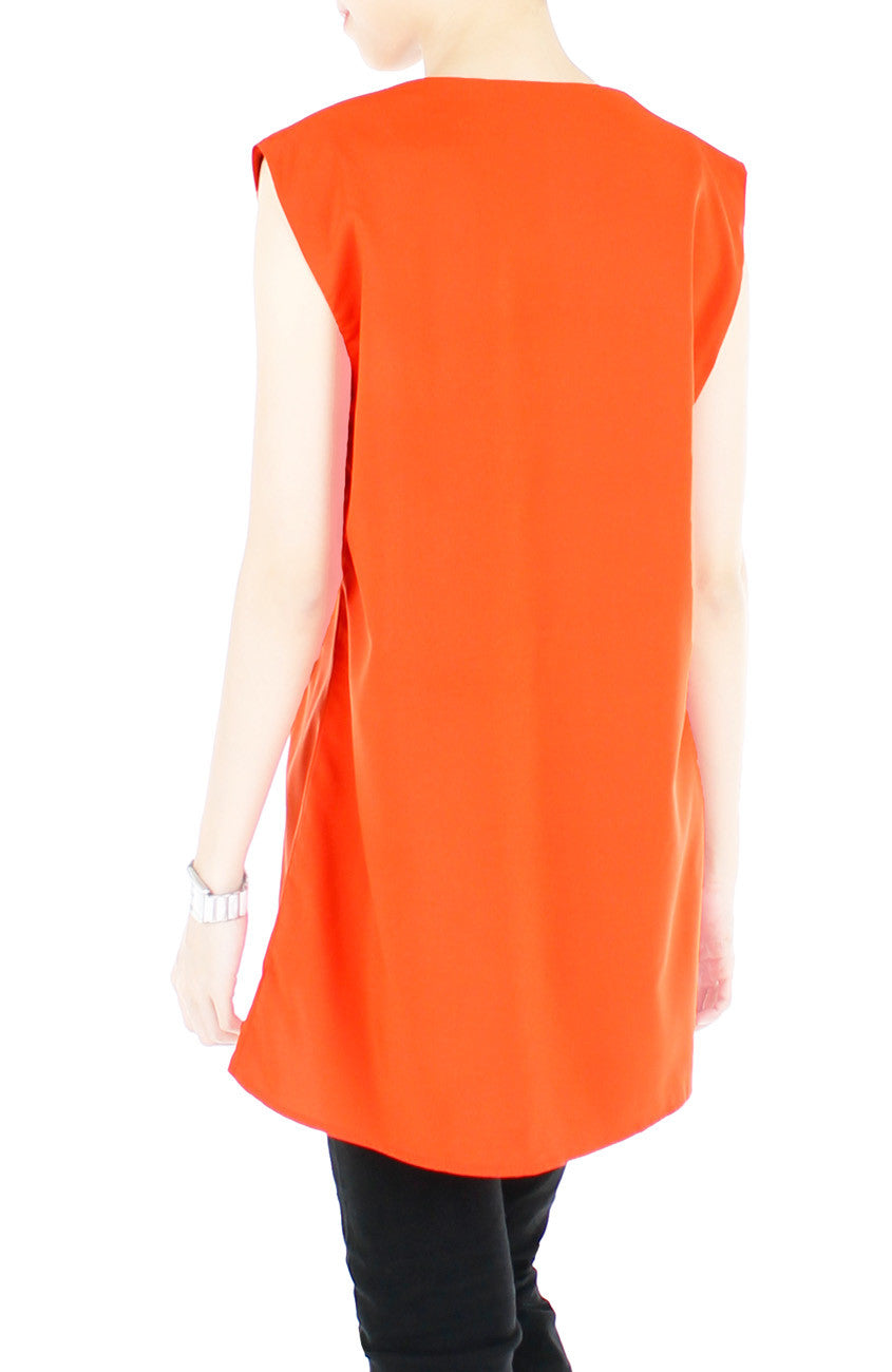 Modern Artful Origami Top - Orange