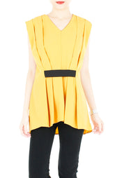 Modern Artful Origami Top - Yellow
