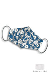 Monochromatic Poppies Pure Cotton Face Mask - Lake Blue