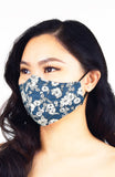 Monochromatic Poppies Pure Cotton Face Mask - Lake Blue