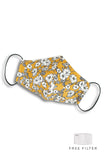 Monochromatic Poppies Pure Cotton Face Mask - Mustard