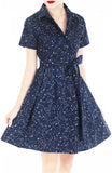 Moonlight Galaxy Anna Shirtdress - Midnight Blue