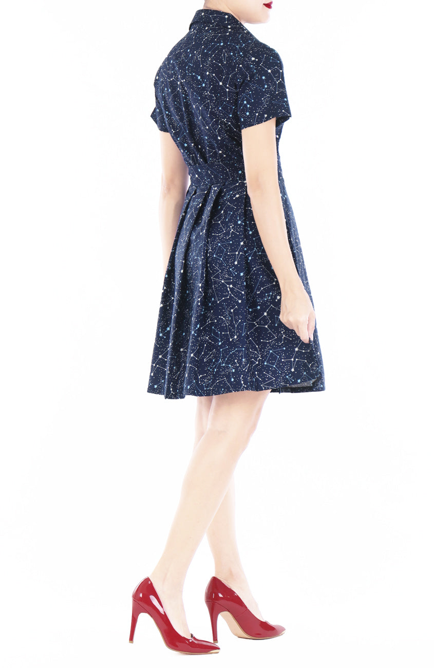 Moonlight Galaxy Anna Shirtdress - Midnight Blue