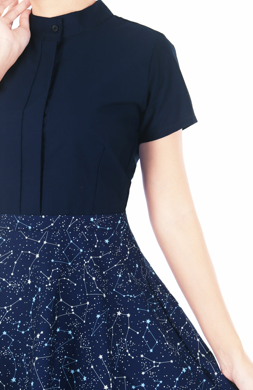 Moonlight Galaxy Clara Dress - Midnight Blue
