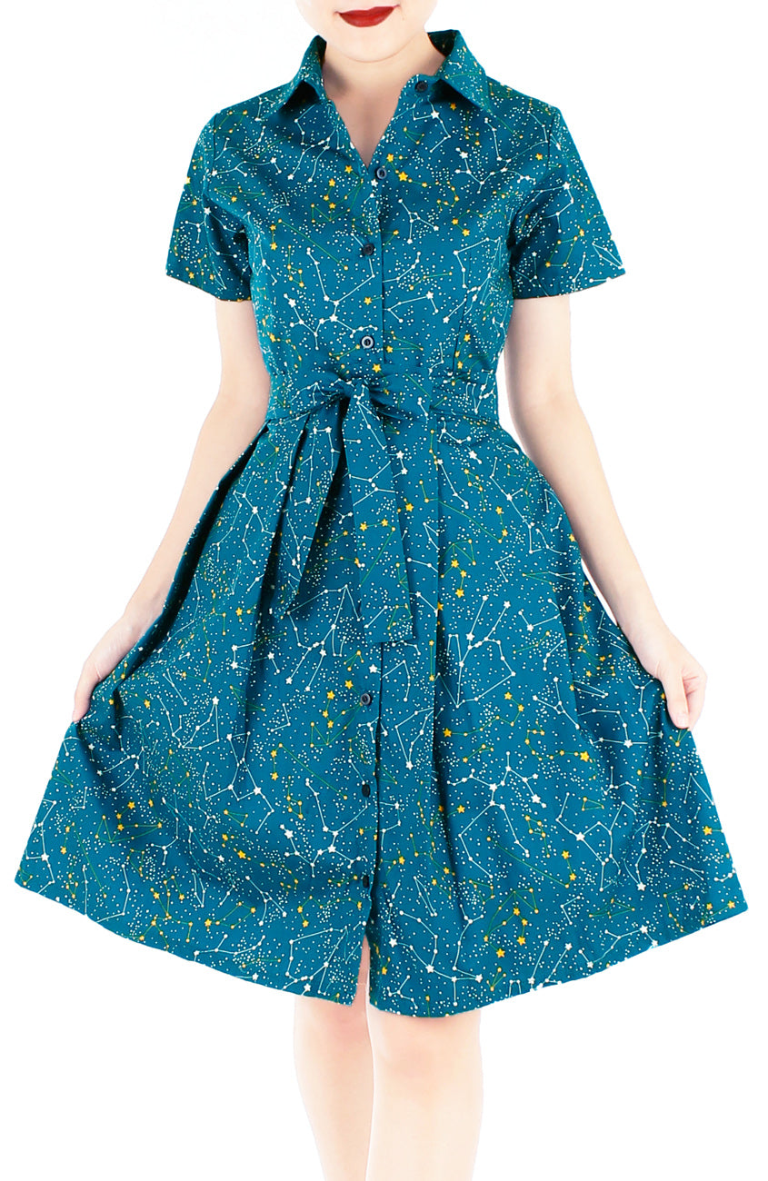 Moonlight Galaxy Emma Two-way Shirtdress - Cosmic Turquoise