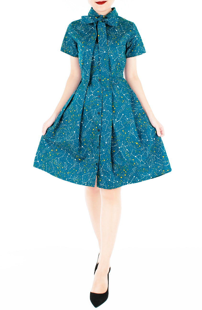 Moonlight Galaxy Emma Two-way Shirtdress - Cosmic Turquoise