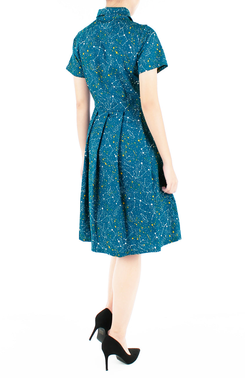 Moonlight Galaxy Emma Two-way Shirtdress - Cosmic Turquoise