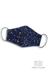 Moonlight Galaxy Pure Cotton Face Mask - Midnight Blue