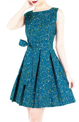 Moonlight Galaxy Flare Dress with Belt