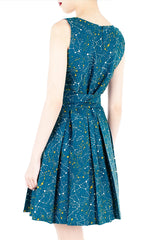 Moonlight Galaxy Flare Dress with Belt