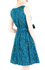 Moonlight Galaxy Flare Dress with Obi Belt