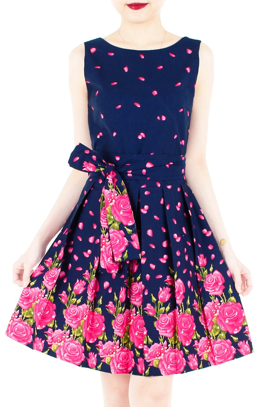 Morning Dew Drops Two-way Flare Dress - Night Blue