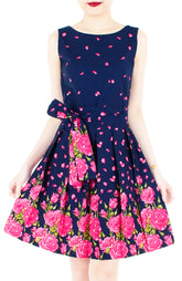 Morning Dew Drops Two-way Flare Dress - Night Blue
