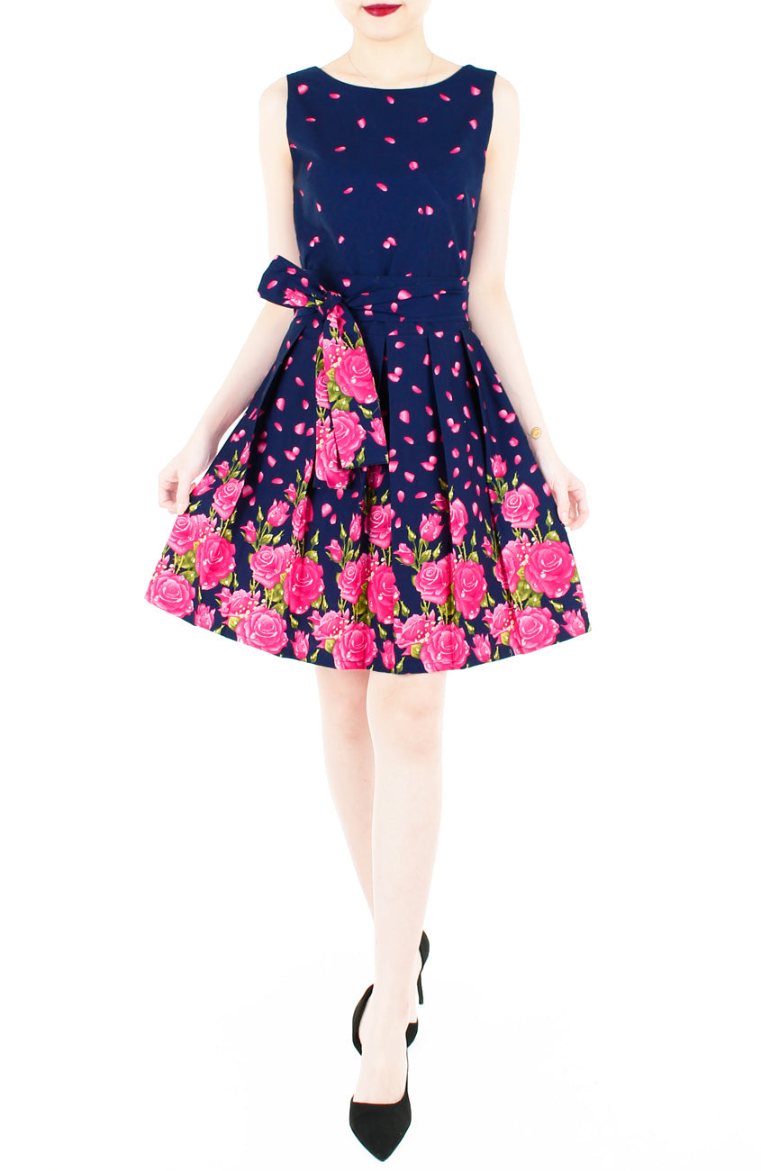 Morning Dew Drops Two-way Flare Dress - Night Blue