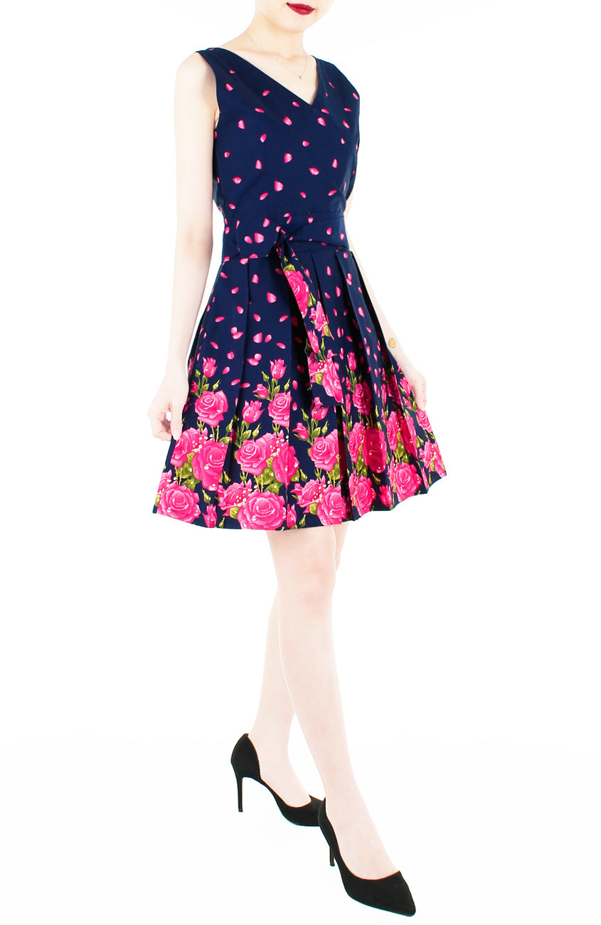 Morning Dew Drops Two-way Flare Dress - Night Blue