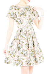 Museum of Roses Flare Dress with Short Sleeves