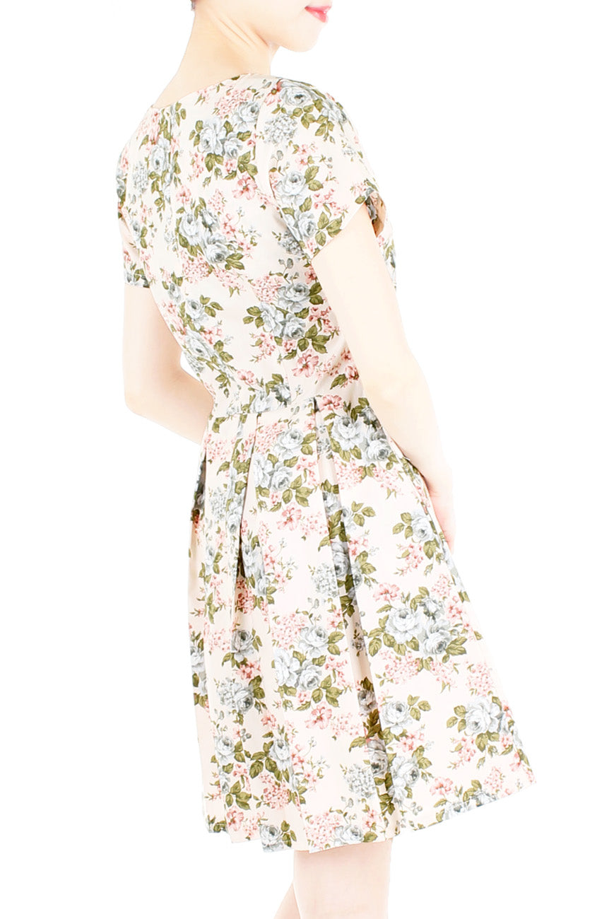 Museum of Roses Flare Dress with Short Sleeves